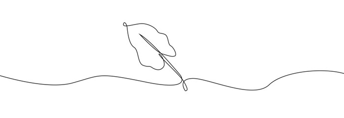 Tree leaf line art. Tropical leaf one line drawing.Continuous line drawing of tropical palm leaf.Single one line exotic palm leaf .Leaves outline sketch.