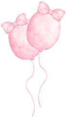Cute sweet pink balloons round shape watercolor painted