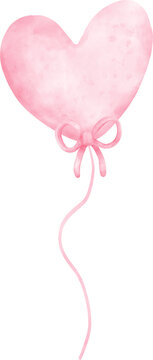 Cute sweet pink balloon heart shape watercolor painted
