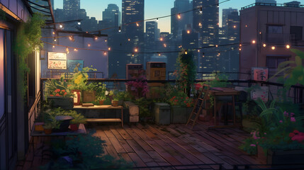 A Nightcore-inspired Balcony Retreat. Generative AI