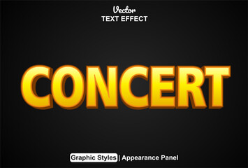 concert text effect with orange graphic style and editable.