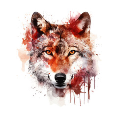 Wolf head with watercolor splashes