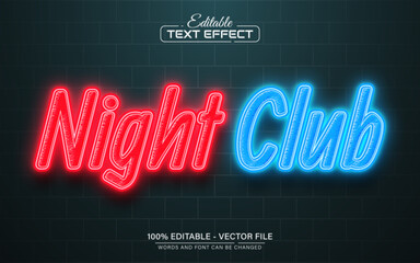 Night club glowing neon style text effect