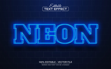 Blue neon glowing style text effect
