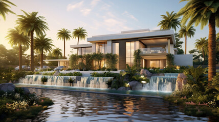 Fototapeta na wymiar luxury villa with pool