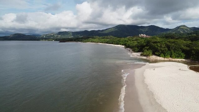 Costa Rica beach, take off over the coast, drone footage