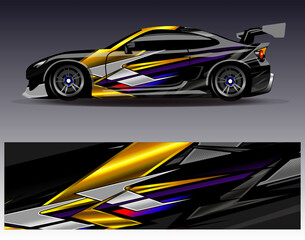 Car wrap design vector.Graphic abstract stripe racing background designs for vehicle, rally, race, adventure and car racing livery