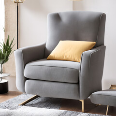 Generative AI, Luxurious and comfortable single sofa close-up