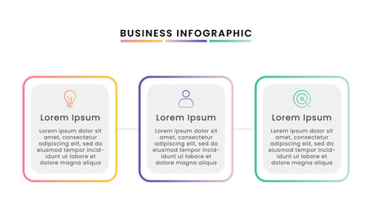 Business infographic template design with three options or steps and icons.