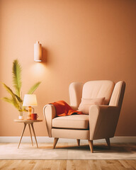 Fototapeta na wymiar Living room interior mockup with frame - created with Generative AI technology