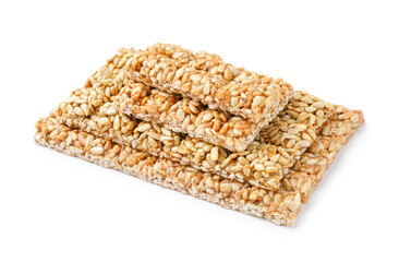 Delicious kozinaki bars isolated on white background
