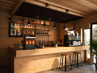 Generative Ai: Simple Coffee shop, wooden style