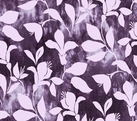 Seamless flowers pattern with batik background. Tissue backdrop. 