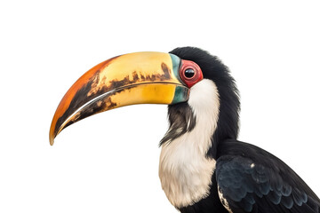 Fototapeta premium Image of hornbill on a white background. Bird. Wild Animals. illustration. Generative AI.