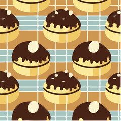 cute simple boston cream pie pattern, cartoon, minimal, decorate blankets, carpets, for kids, theme print design
