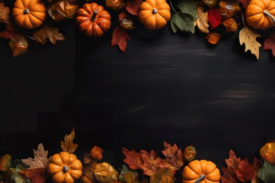 Autumn Banner With Frame From Pumpkin