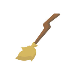 cute witch flying broomstick illustration