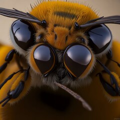 close up of a bee on white background