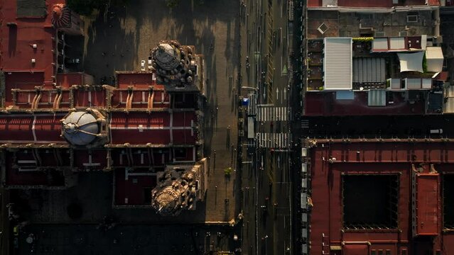 Morelia cathedral vertical dolly drone shot at sunset 