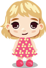 Cute little girl wearing pink dress vector