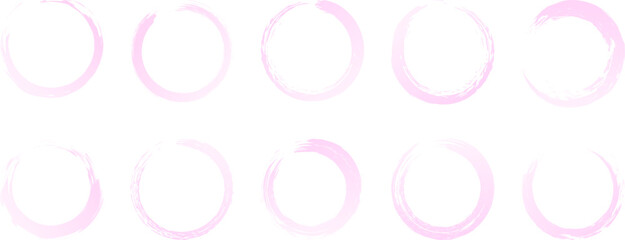 grunge pink paintbrush in round shapes