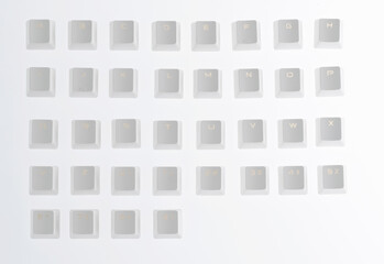 Keyboard alphabet buttons on white background