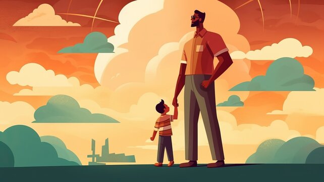 Honoring dads on Father's Day vector illustration June 18th Generative AI