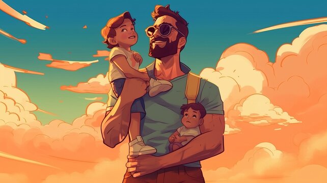 Honoring dads on Father's Day vector illustration June 18th Generative AI