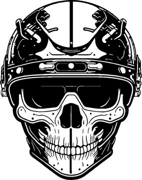 Special forces head protection helmet with skull ghost style. Protective gear against bullets in warfare