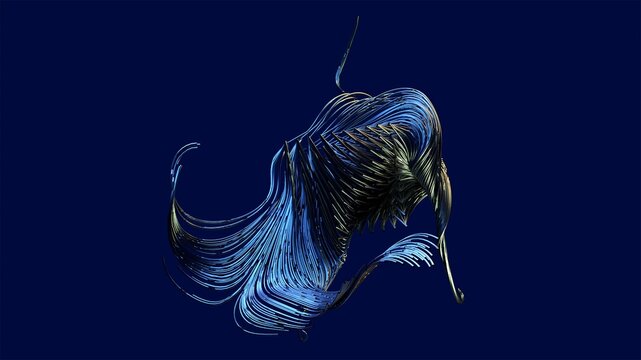 Digital 3D abstract on blue background