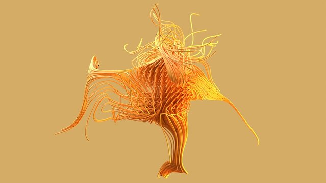 Digital 3D abstract on orange background