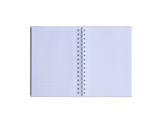 Open notebook with binder. Top view, transparent background.