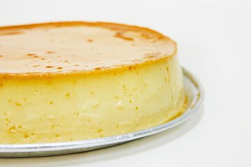 Filipino Leche Flan Cake on White Background