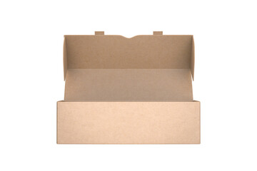 Opened Corrugted Paper Mailing Box Mockup Isolated On White Background. 3d illustration