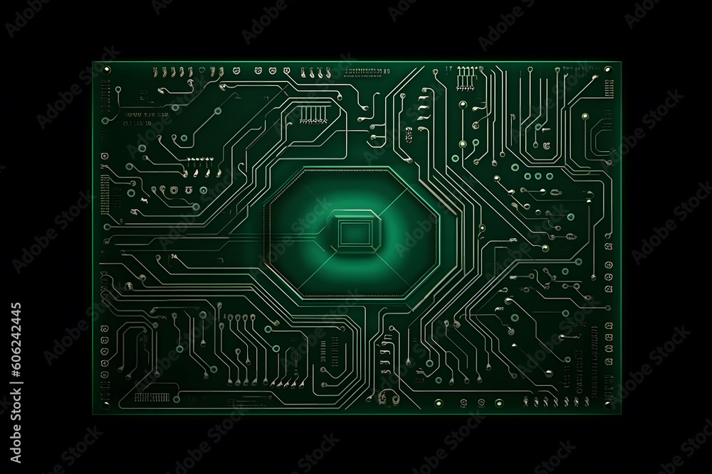 Poster high tech electronic circuit board background. neural network ai generated art generative ai