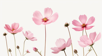 group of pink flowers growing in a field, Generative Ai
