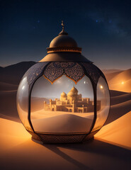 Mosque Inside Lantern Ai Generated