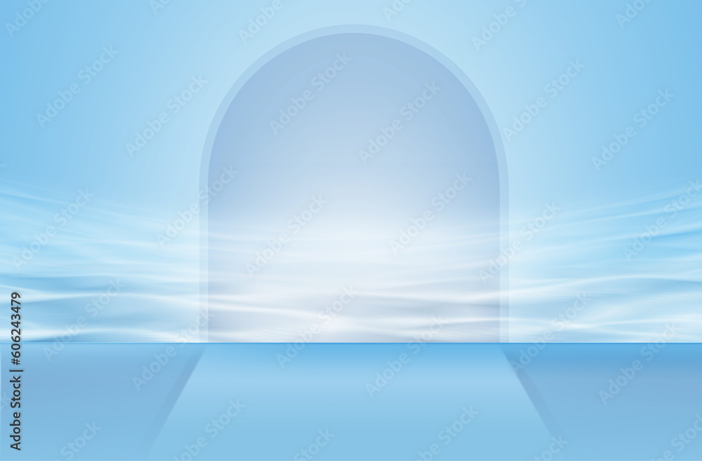 Poster 3d stage on the water surface 3d rendering computer digital drawing