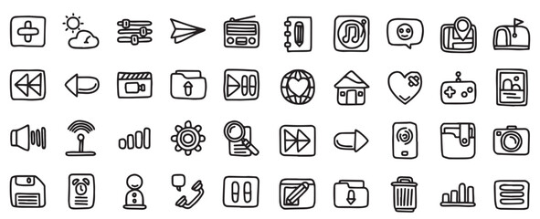 ui icon set, basic icon set, basic ui icon pack, interface icon set, line icon