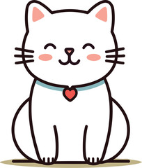 White cat vector illustration.