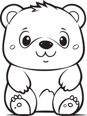 Obraz na płótnie Canvas Cute cartoon bear. Coloring book page for children. Black and white outline illustration.