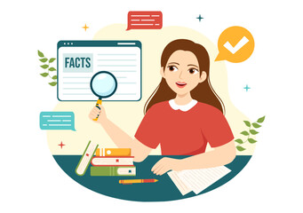 Fact Check Vector Illustration With Myths vs Facts News for Thorough Checking or Compare Evidence in Flat Cartoon Hand Drawn Landing Page Templates