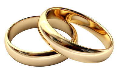 Gold Wedding Rings, Isolated Illustration Clipart, Generative AI