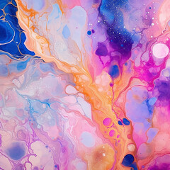 Marble ink abstract art from exquisite original painting. 