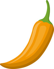 Icon or logo of yellow chili pepper, spicy, used for seasoning