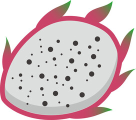 Icon or logo of dragon fruit on white, healthy and tasty fruit