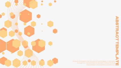 White Background Orange Hexagonal shape Cluster, Abstract Style Presentation Template