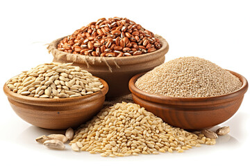 Obraz premium Whole grains white background for your advertisements and designs