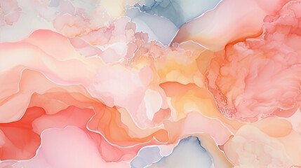 Soft pastel color alcohol ink background peach accent.  - obrazy, fototapety, plakaty