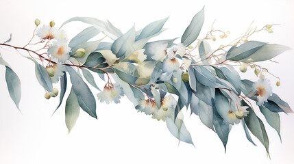 Watercolor eucalyptus watercolor floral - obrazy, fototapety, plakaty
